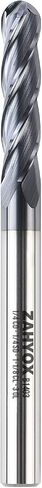 ZahyoX 4 Flutes TiAlN Coated Ball Nose End Mill, Solid Carbide Upcut Spiral CNC Router Bit, 1/4" Diameter, 1/8" Radius, 1/4" Shank, 1-1/8" Cutting Length, 3" Overall Length, CNC Cutter Milling Tool in Saudi Arabia