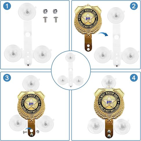 MvToe Police Shield Holder for Car Window, adapted to PBA FOP FMBA Shields, 3 Suction Cups Support The Police Shield, Does Not Contain The Police Badge Only Holder in Kuwait