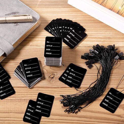 1000 Pieces Price Tags and Hang Tag String, Marking Tags Unstrung Coupon Tags Store Tags Clothing Tags and Nylon String Snap Lock Pin Loop Fastener Hook Ties for Clothes Retail Store (Brown) in Saudi Arabia