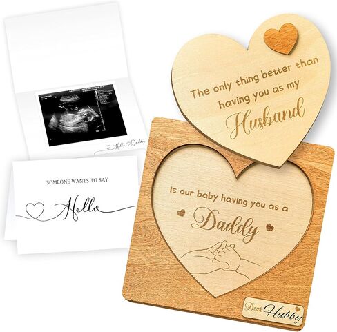 STOFINITY Surprise Pregnancy Announcement for Dad - Pregnancy Reveal to Husband, Cute Baby Announcements Ideas, Baby Reveal for Husband, Baby Announcement Gifts, Wooden Pregnant Announcement Keepsake in Saudi Arabia