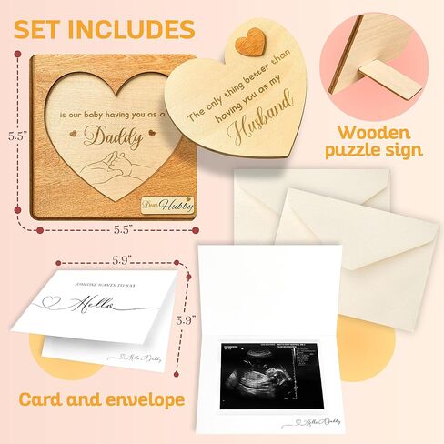 STOFINITY Surprise Pregnancy Announcement for Dad - Pregnancy Reveal to Husband, Cute Baby Announcements Ideas, Baby Reveal for Husband, Baby Announcement Gifts, Wooden Pregnant Announcement Keepsake in Saudi Arabia