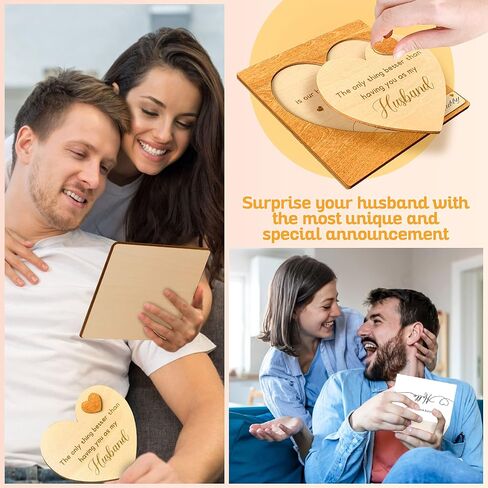 STOFINITY Surprise Pregnancy Announcement for Dad - Pregnancy Reveal to Husband, Cute Baby Announcements Ideas, Baby Reveal for Husband, Baby Announcement Gifts, Wooden Pregnant Announcement Keepsake in Saudi Arabia