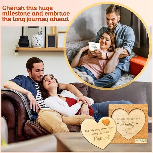 STOFINITY Surprise Pregnancy Announcement for Dad - Pregnancy Reveal to Husband, Cute Baby Announcements Ideas, Baby Reveal for Husband, Baby Announcement Gifts, Wooden Pregnant Announcement Keepsake in Saudi Arabia
