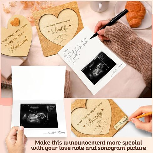 STOFINITY Surprise Pregnancy Announcement for Dad - Pregnancy Reveal to Husband, Cute Baby Announcements Ideas, Baby Reveal for Husband, Baby Announcement Gifts, Wooden Pregnant Announcement Keepsake in Saudi Arabia