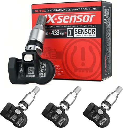 Autel TPMS Sensor 2in1 MX-Sensor 315Mhz/433Mhz OE-Level Universal Tire Pressure Monitoring System Sensors Programmable by Autel TPMS Tool Compatible with TS408 TS508 TS608 (Press-in Metal Valves 4pcs) in Saudi Arabia