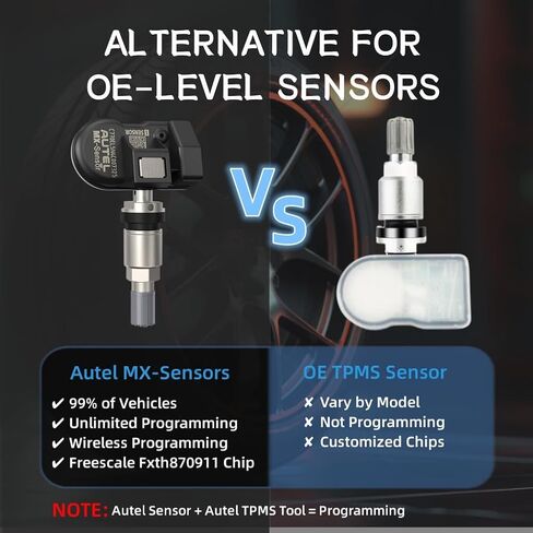 Autel TPMS Sensor 2in1 MX-Sensor 315Mhz/433Mhz OE-Level Universal Tire Pressure Monitoring System Sensors Programmable by Autel TPMS Tool Compatible with TS408 TS508 TS608 (Press-in Metal Valves 4pcs) in Saudi Arabia