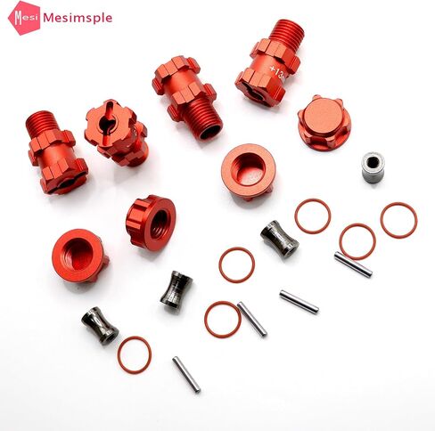Mesimsple Alloy Granite 3s 17mm Wheel Hex Hubs +13mm Wide for 1/10 Arrma Big Rock Senton Vorteks 3s blx & 550 mega Series ATF117XT02 Upgrades Parts Red in Saudi Arabia