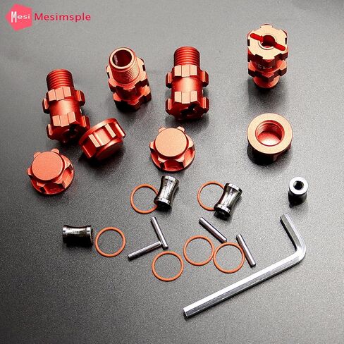 Mesimsple Alloy Granite 3s 17mm Wheel Hex Hubs +13mm Wide for 1/10 Arrma Big Rock Senton Vorteks 3s blx & 550 mega Series ATF117XT02 Upgrades Parts Red in Saudi Arabia