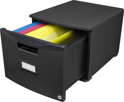 Storex Plastic One-Drawer File Cabinet – Locking Document Organizer for Home and Office, Black, 1-Pack (61265B01C) in Saudi Arabia