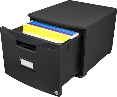 Storex Plastic One-Drawer File Cabinet – Locking Document Organizer for Home and Office, Black, 1-Pack (61265B01C) in Saudi Arabia