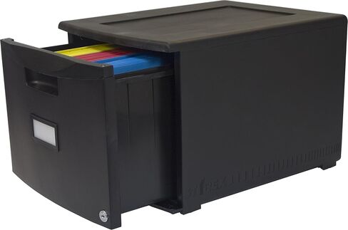 Storex Plastic One-Drawer File Cabinet – Locking Document Organizer for Home and Office, Black, 1-Pack (61265B01C) in Saudi Arabia