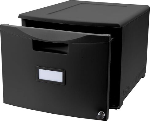 Storex Plastic One-Drawer File Cabinet – Locking Document Organizer for Home and Office, Black, 1-Pack (61265B01C) in Saudi Arabia