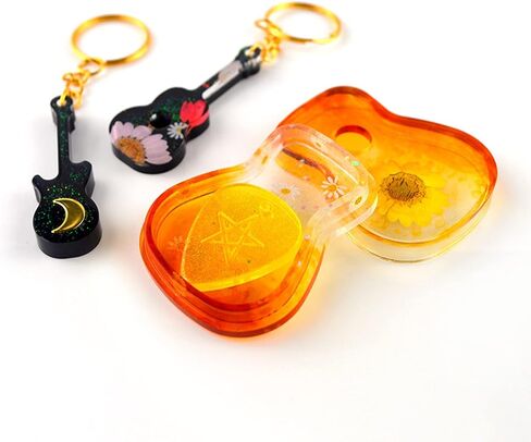 Resin Mold Silicone, CAYUDEN 3 Pack Guitar Pick Silicone Epoxy Resin Molds Creative Guitar Accessories Art Molds Guitar Pendant Silicone Epoxy Molds Non-Stick Casting Mould for Keychain, Kids, Gift in Kuwait