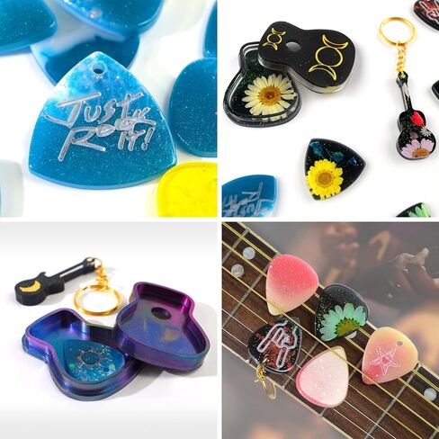 Resin Mold Silicone, CAYUDEN 3 Pack Guitar Pick Silicone Epoxy Resin Molds Creative Guitar Accessories Art Molds Guitar Pendant Silicone Epoxy Molds Non-Stick Casting Mould for Keychain, Kids, Gift in Kuwait