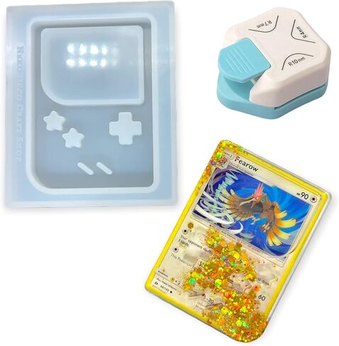 Neko Deco Craft Shop Version 2 Trading Card Gaming Console Shaker Resin Silicone Mold with 3-in-1 Corner Punch Shiny Glossy DIY Keychain Arts Crafts (TCSM-6) in Kuwait