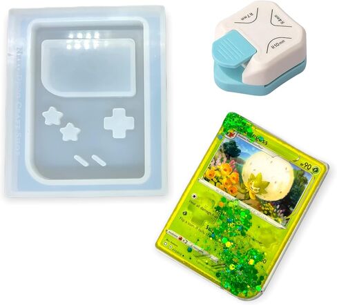 Neko Deco Craft Shop Version 2 Trading Card Gaming Console Shaker Resin Silicone Mold with 3-in-1 Corner Punch Shiny Glossy DIY Keychain Arts Crafts (TCSM-6) in Kuwait