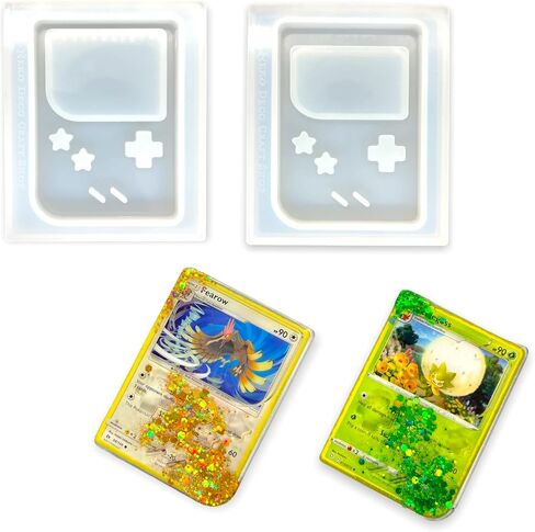 Neko Deco Craft Shop Version 2 Trading Card Gaming Console Shaker Resin Silicone Mold with 3-in-1 Corner Punch Shiny Glossy DIY Keychain Arts Crafts (TCSM-6) in Kuwait