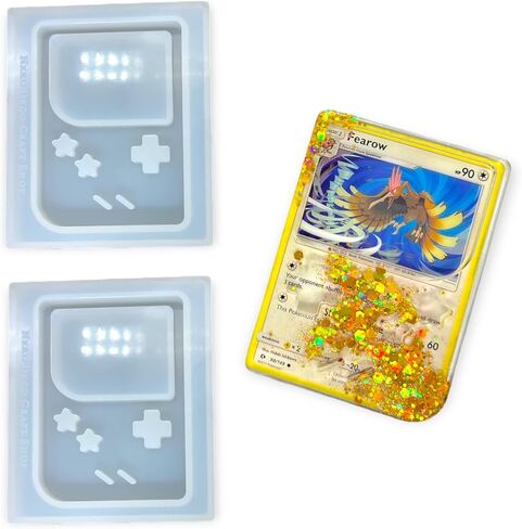 Neko Deco Craft Shop Version 2 Trading Card Gaming Console Shaker Resin Silicone Mold with 3-in-1 Corner Punch Shiny Glossy DIY Keychain Arts Crafts (TCSM-6) in Kuwait