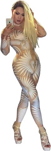 Sexy Geometric Patterns Jumpsuit Women Sparkly Stones Bodysuit Stage Wear Club Celebrate Female Singer Crystals Costume Outfit in Kuwait