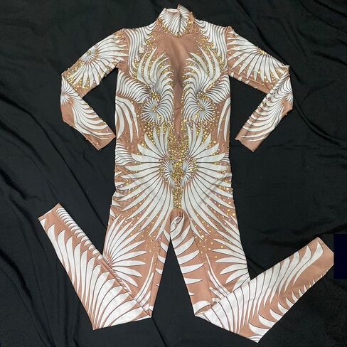 Sexy Geometric Patterns Jumpsuit Women Sparkly Stones Bodysuit Stage Wear Club Celebrate Female Singer Crystals Costume Outfit in Kuwait