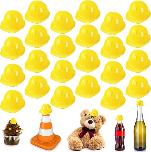 Sratte 25 Pcs Miniature Construction Hat Mini Construction Toy Doll Hats Plastic Miniature Bottle Topper Hats for Party in Saudi Arabia