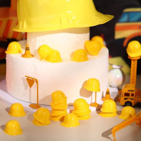 Sratte 25 Pcs Miniature Construction Hat Mini Construction Toy Doll Hats Plastic Miniature Bottle Topper Hats for Party in Saudi Arabia