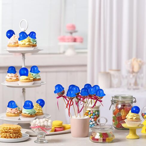 Sratte 25 Pcs Miniature Construction Hat Mini Construction Toy Doll Hats Plastic Miniature Bottle Topper Hats for Party in Saudi Arabia