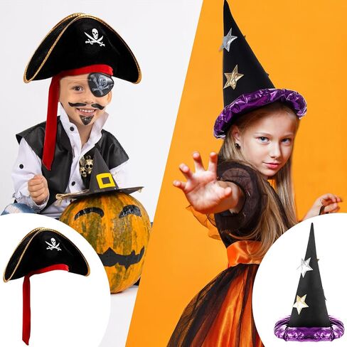 Hercicy 6 Pack Dress up Hats for Kids Toddler Costume Hats Photo Booth Hats Assorted Party Hats for Kids Cosplay Party Halloween Decorations, Chef, Police, Firemen, Wizard, Pirate, Lobster Styles in Saudi Arabia