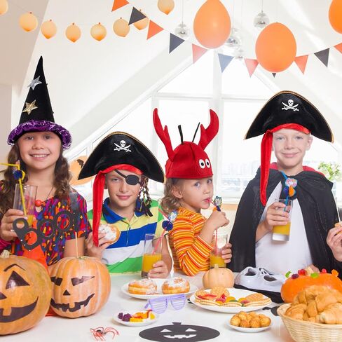 Hercicy 6 Pack Dress up Hats for Kids Toddler Costume Hats Photo Booth Hats Assorted Party Hats for Kids Cosplay Party Halloween Decorations, Chef, Police, Firemen, Wizard, Pirate, Lobster Styles in Saudi Arabia