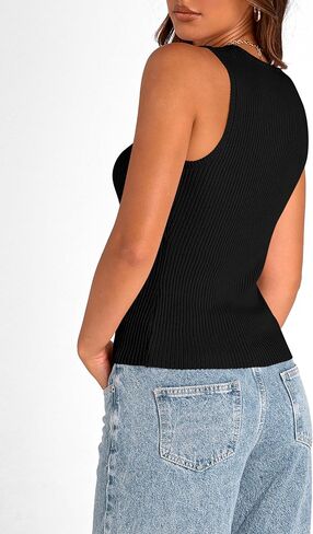 PRETTYGARDEN المرأة مضلع تانك القمم 2024 الصيف Crewneck بلوزات بلا أكمام عادية ضيق سليم المجهزة متماسكة الأساسية تي شيرت in Saudi Arabia