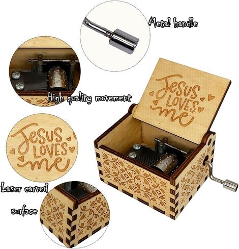 Youtang Jesus Loves Me Music Box, Wooden Musical Box for Christian,Musical Gifts for Christmas, Birthday,Mother's Day,Father's Day (EngravedJesus Loves Me) in Saudi Arabia