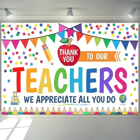 Teacher Appreciation Week Backdrop Banner Thank You Teacher Banner Decorations, Teachers Appreciation Week 2024 Banner for School Classroom Background Decorations in Saudi Arabia