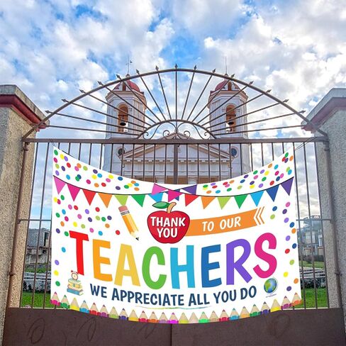Teacher Appreciation Week Backdrop Banner Thank You Teacher Banner Decorations, Teachers Appreciation Week 2024 Banner for School Classroom Background Decorations in Saudi Arabia