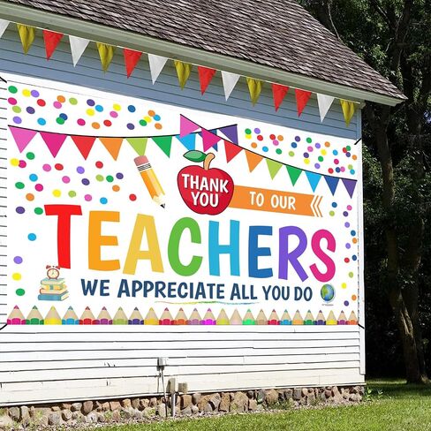Teacher Appreciation Week Backdrop Banner Thank You Teacher Banner Decorations, Teachers Appreciation Week 2024 Banner for School Classroom Background Decorations in Saudi Arabia