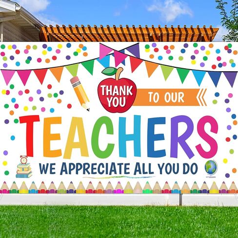 Teacher Appreciation Week Backdrop Banner Thank You Teacher Banner Decorations, Teachers Appreciation Week 2024 Banner for School Classroom Background Decorations in Saudi Arabia