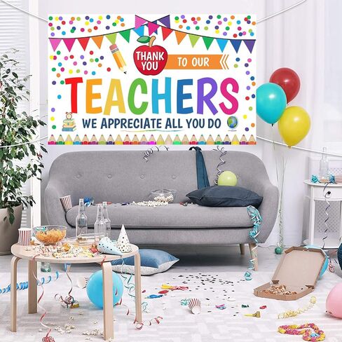Teacher Appreciation Week Backdrop Banner Thank You Teacher Banner Decorations, Teachers Appreciation Week 2024 Banner for School Classroom Background Decorations in Saudi Arabia