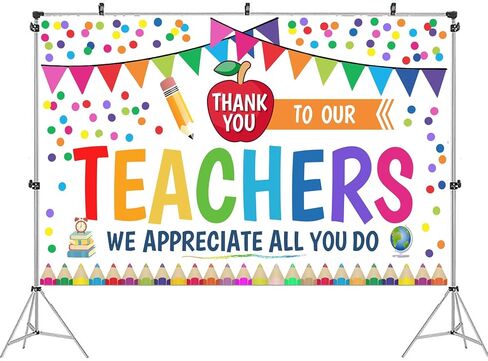Teacher Appreciation Week Backdrop Banner Thank You Teacher Banner Decorations, Teachers Appreciation Week 2024 Banner for School Classroom Background Decorations in Saudi Arabia