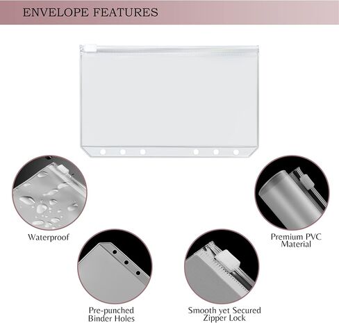 حافظة الميزانية مع مظاريف بسحاب - محفظة مجلد الميزانية مقاس A6، مظروف نقدي كبير وأوراق نفقات مخطط الميزانية، كتاب الميزانية الموفر للأموال، مجلد المال، منظم وحشو النقود - جلد وردي in Kuwait