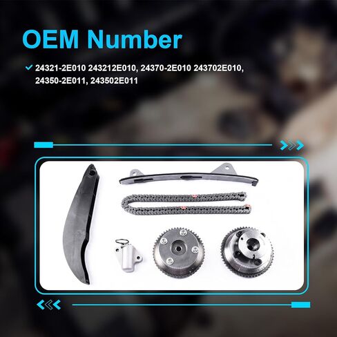 SUSUCAR 24321-2E000 Timing Chain Kit with VVT Gear 243502E001+243702E000 Fits for Kia Soul for Hyundai Elantra 2.0L 1.8L L4 Engine Aftermarket Parts in Saudi Arabia