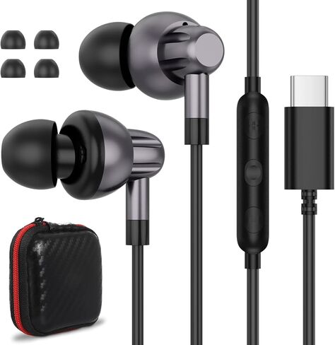 سماعات أذن ACAGET USB C لهاتف iPhone 15 Pro Max 15 Plus iPad Pro سلكية مع ميكروفون HiFi Stereo Type C سماعة إلغاء الضوضاء سماعة رأس Android لهاتف Samsung Galaxy S24 Ultra S23 FE S22 S21 S20 in Kuwait