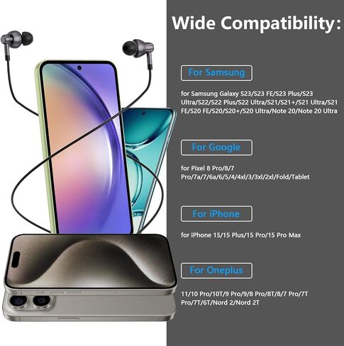 سماعات أذن ACAGET USB C لهاتف iPhone 15 Pro Max 15 Plus iPad Pro سلكية مع ميكروفون HiFi Stereo Type C سماعة إلغاء الضوضاء سماعة رأس Android لهاتف Samsung Galaxy S24 Ultra S23 FE S22 S21 S20 in Kuwait