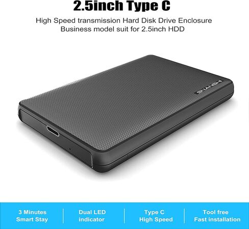 SNANSHI 2.5 inch Hard Drive Enclosure - USB C External Hard Drive Enclosure for 2.5" SATA SSD HDD SATA to USB C Adapter SSD Enclosure USB 3.1 Gen 2 Support UASP SATA III in Kuwait