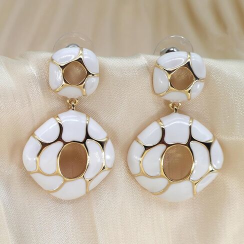 Black White Earrings for Women Sparkly Geometric Dangle Drop Statement Jewelry in Kuwait