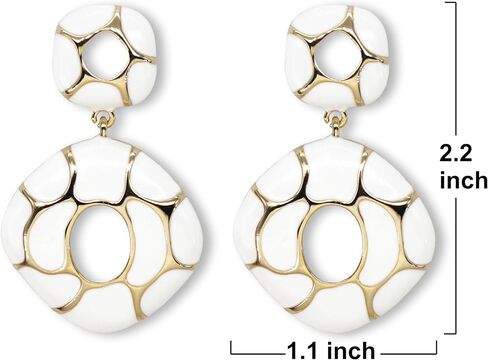 Black White Earrings for Women Sparkly Geometric Dangle Drop Statement Jewelry in Kuwait