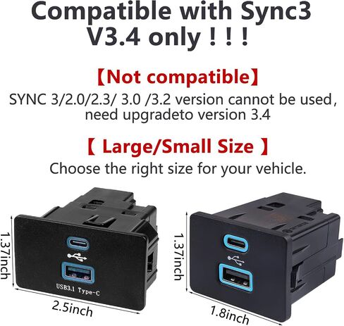 Carplay USB Interface Hub,Compatible Ford/Lincoln//F150 SYNC 3 USB+Type-C module,Dual Port Support Apple Carplay Android,SYNC 3 USB-C Hub Charging Faster-Update to Version 3.4,Hc3Z-19A387-B(L) in Saudi Arabia