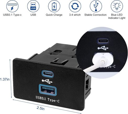 Carplay USB Interface Hub,Compatible Ford/Lincoln//F150 SYNC 3 USB+Type-C module,Dual Port Support Apple Carplay Android,SYNC 3 USB-C Hub Charging Faster-Update to Version 3.4,Hc3Z-19A387-B(L) in Saudi Arabia