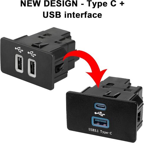 Carplay USB Interface Hub,Compatible Ford/Lincoln//F150 SYNC 3 USB+Type-C module,Dual Port Support Apple Carplay Android,SYNC 3 USB-C Hub Charging Faster-Update to Version 3.4,Hc3Z-19A387-B(L) in Saudi Arabia
