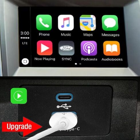 Carplay USB Interface Hub,Compatible Ford/Lincoln//F150 SYNC 3 USB+Type-C module,Dual Port Support Apple Carplay Android,SYNC 3 USB-C Hub Charging Faster-Update to Version 3.4,Hc3Z-19A387-B(L) in Saudi Arabia