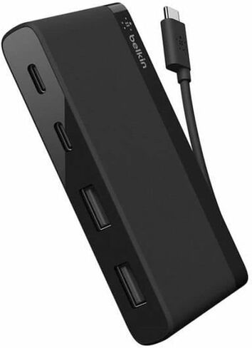 موزع USB C بـ 4 منافذ من Belkin - تصميم محمول للغاية - محطة إرساء USB من النوع C مع منفذي USB C ومنفذي USB A - محور USB يتصل عبر كابل USB C - محول USB - لا يوجد شحن مروري in Saudi Arabia