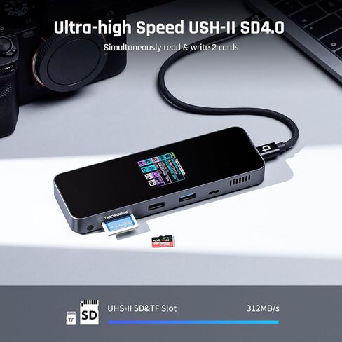 DOCKCASE Visual Smart USB C Hub (10-in-1) with 4K@60Hz HDMI and DP, Gigabit Ethernet, 1 USB-C and 3 USB-A Ports, 100w PD Power Delivery, UHS-II TF/SD Card Slot for MacBook Air/Pro, XPS, and More in Saudi Arabia